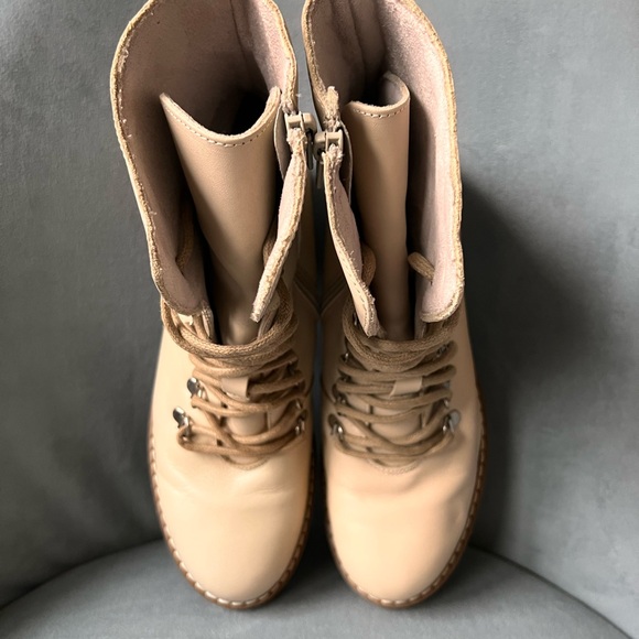 Bertuchi Leather Lace Up Combat Beige Tan Brown Boots Womens 40 9.5 - Picture 7 of 12